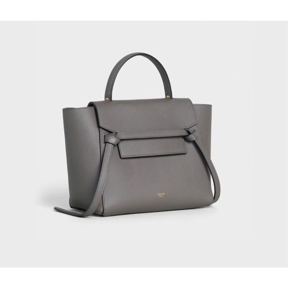 Celine Paris Nano Grained Calfskin Belt Bag Satchel Gray OS $2850 - Picture 1 of 16